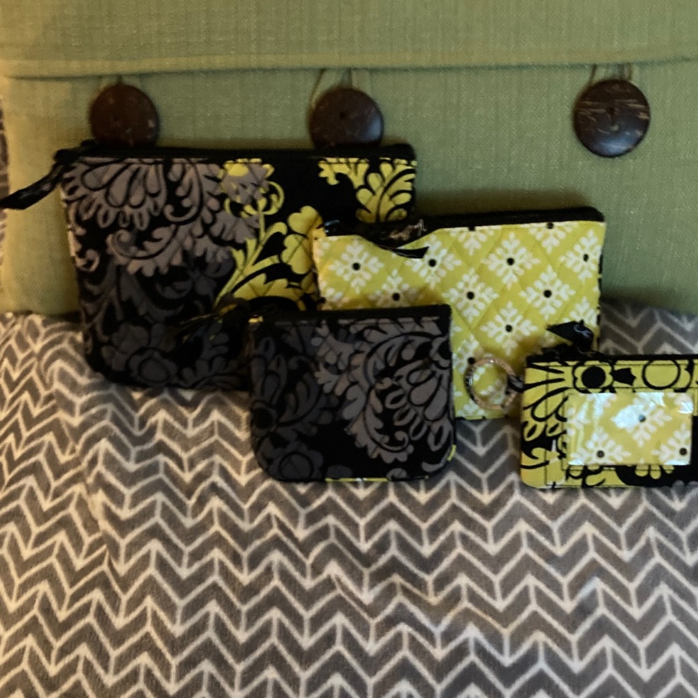 Vera Bradley Black and Yellow Cosmetic Bags Set